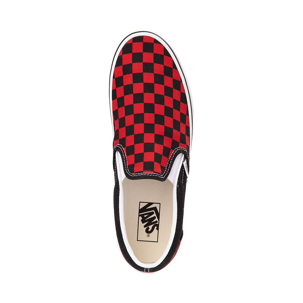 Red plaid slip on vans shops