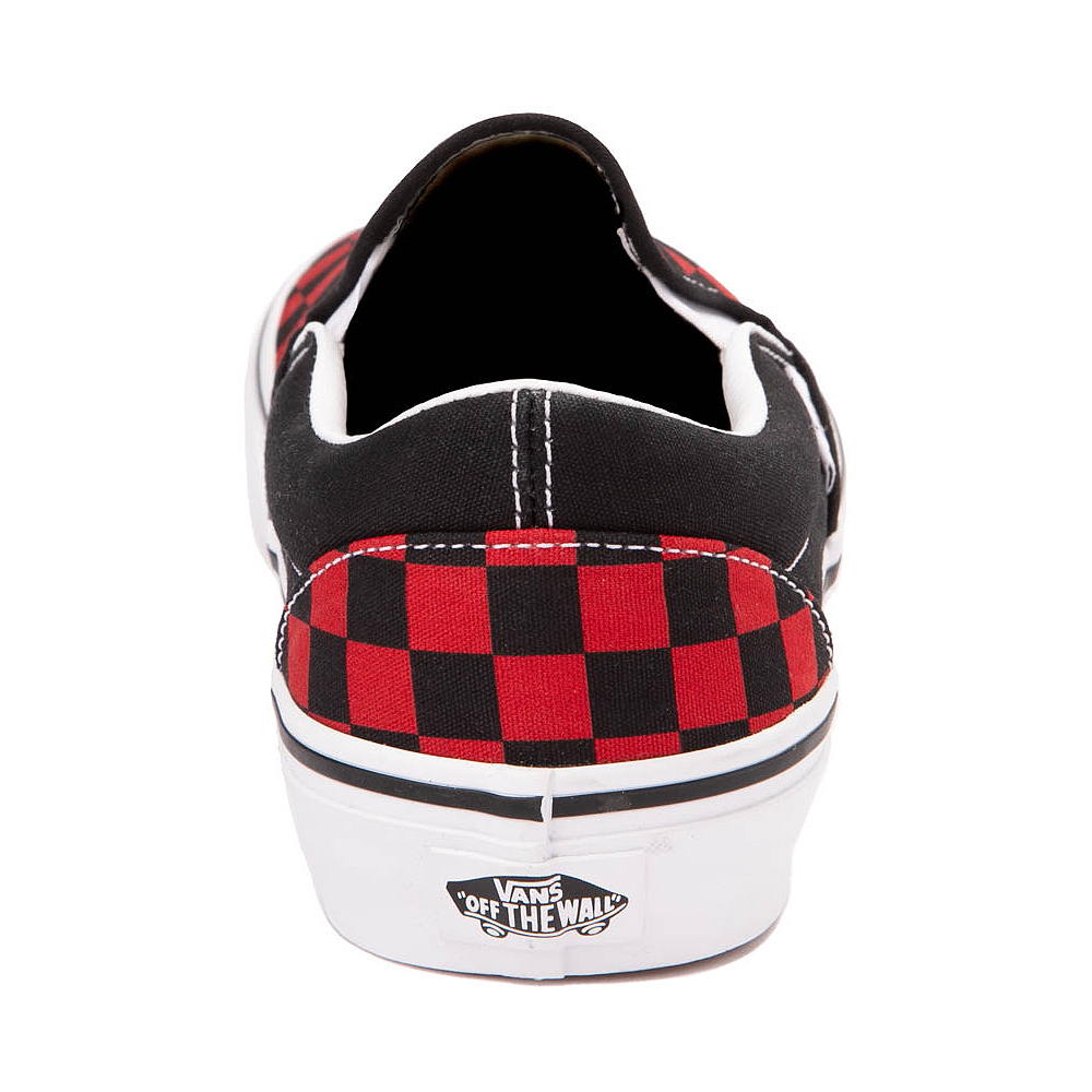 Vans Slip On Checkerboard Skate Shoe Black Red Journeys