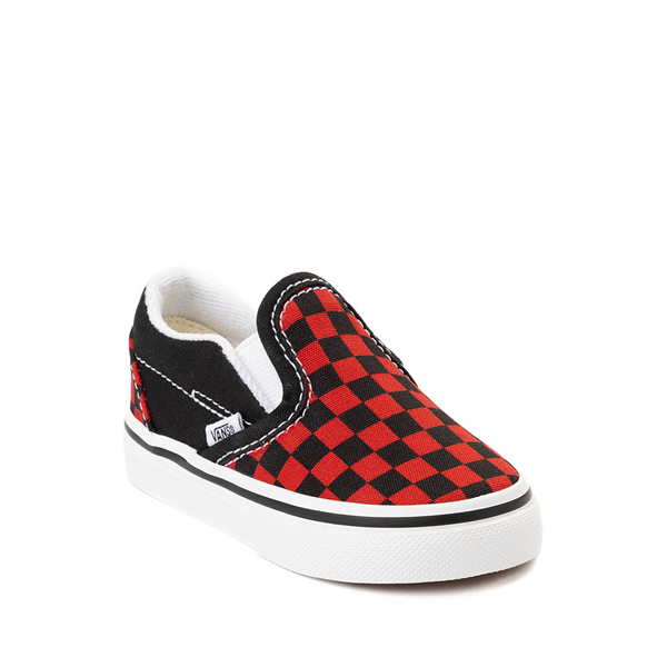 Vans Slip On Checkerboard Skate Shoe Baby Toddler Black Red