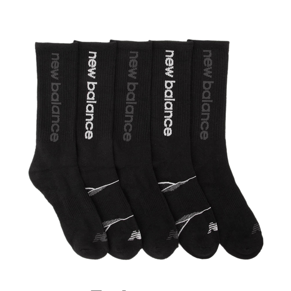 Mens New Balance Performance Crew Socks 5 Pack - Black