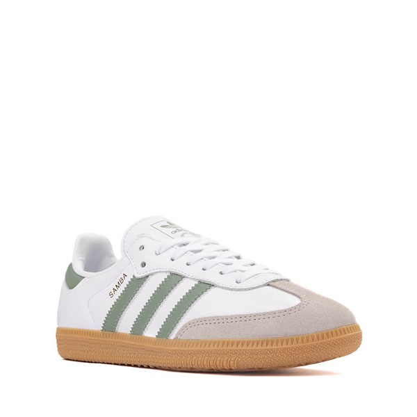 adidas Samba OG Athletic Shoe - Big Kid - White / Silver Green / Gum