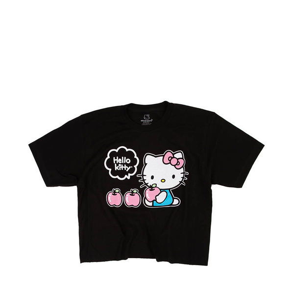 Womens Hello Kitty® Pink Apples Cropped Tee - Black