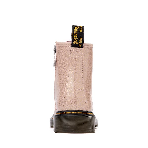 alternate view Dr. Martens 1460 8-Eye Glitter Boot - Little Kid / Big Kid - Powder Pink NebulaALT4