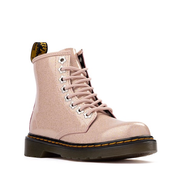alternate view Dr. Martens 1460 8-Eye Glitter Boot - Little Kid / Big Kid - Powder Pink NebulaALT5
