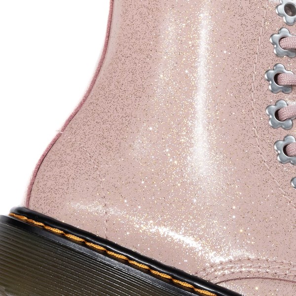 alternate view Dr. Martens 1460 8-Eye Glitter Boot - Little Kid / Big Kid - Powder Pink NebulaALT5B