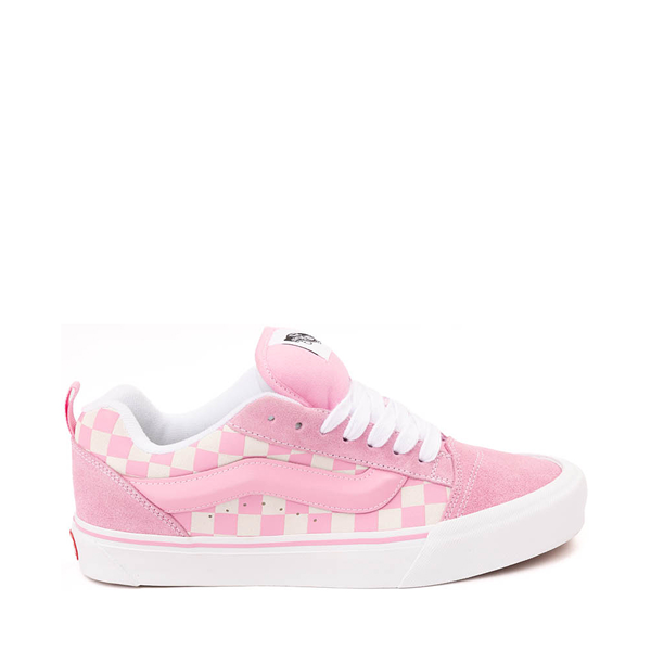 Pink checkered vans with laces best sale