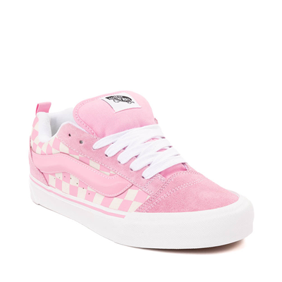 Pink and white checkered high top vans hotsell