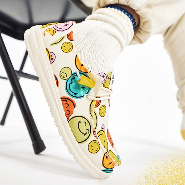 alternate view Womens HEYDUDE x SmileyWorld® Wendy Slip-On Casual Shoe - Cream / MulticolorALT1C