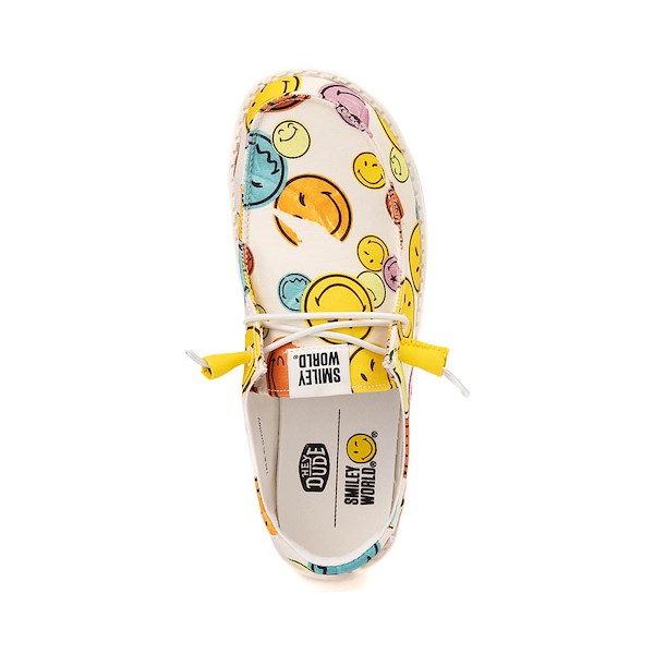 alternate view Womens HEYDUDE x SmileyWorld® Wendy Slip-On Casual Shoe - Cream / MulticolorALT2