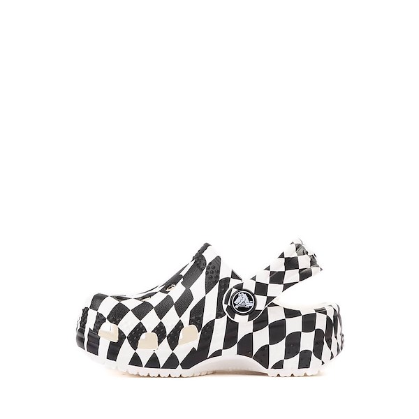 alternate view Crocs Littles™ Warped Checker Clog - Baby - White / BlackALT1