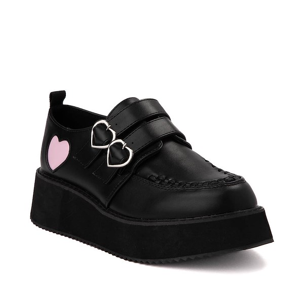 alternate view Womens KOI Footwear Pothos Heart Wave Platform Casual Shoe - Black / PinkALT5