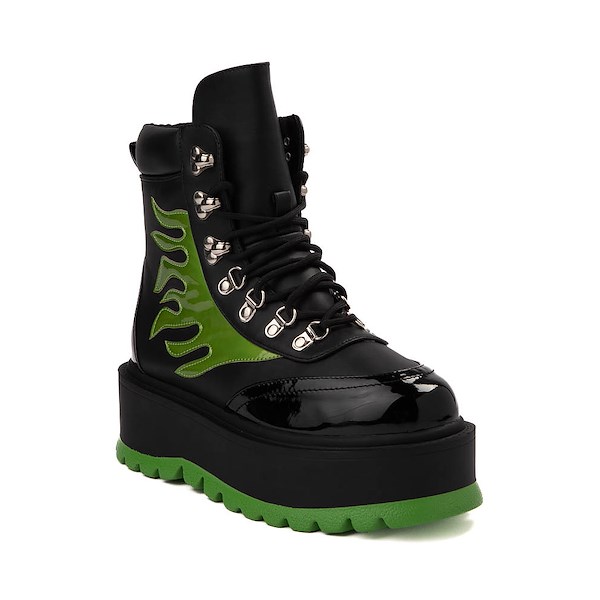 alternate view Womens KOI Footwear Cha Cha Cha Platform Flame Boot - Black / GreenALT5