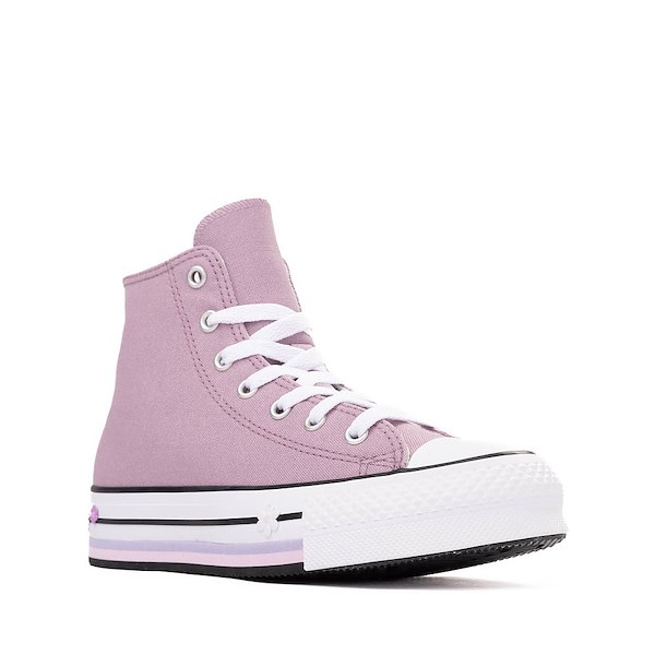 alternate view Converse Chuck Taylor All Star Lift Hi Flower Sneaker - Big Kid - OrchidALT5