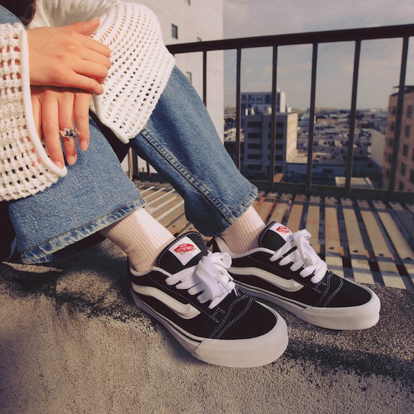 Vans Knu Skool Skate Shoe - Big Kid - Black / White