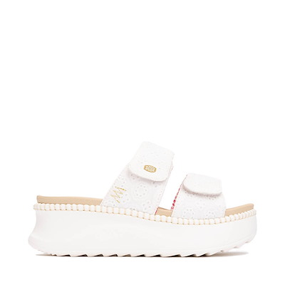 Womens HEYDUDE Delray Buckle Cottage Crochet Sandal - Black / White