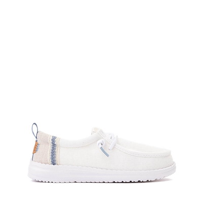 Main view of HEYDUDE Wally Summer Linen Casual Shoe - Little Kid / Big Kid - White / Stone Grey