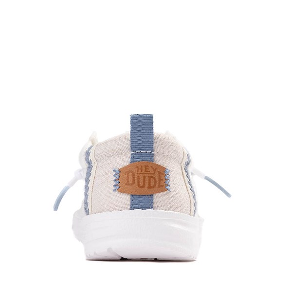 alternate view HEYDUDE Wally Summer Linen Casual Shoe - Baby / Toddler - White / Stone GreyALT4