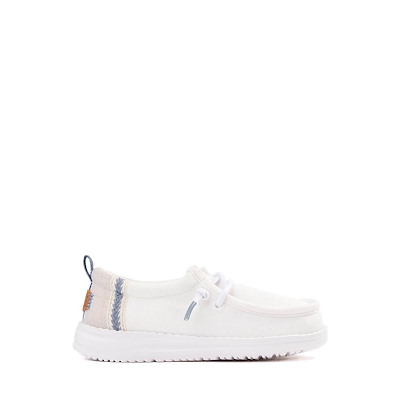 Main view of HEYDUDE Wally Summer Linen Casual Shoe - Baby / Toddler - White / Stone Grey