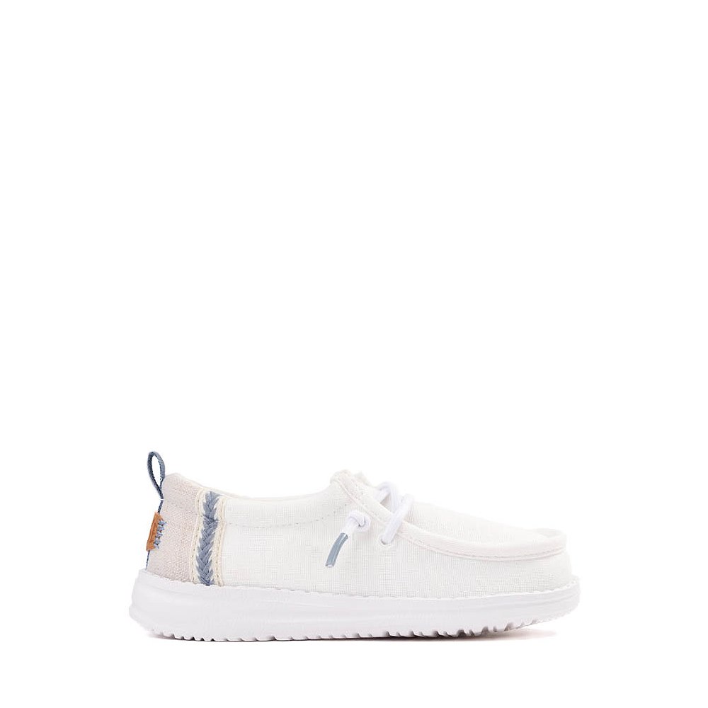 HEYDUDE Wally Summer Linen Casual Shoe - Baby / Toddler - White / Stone Grey