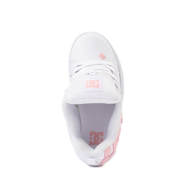 alternate view DC Court Graffik Skate Shoe - Little Kid / Big Kid - White / PinkALT2