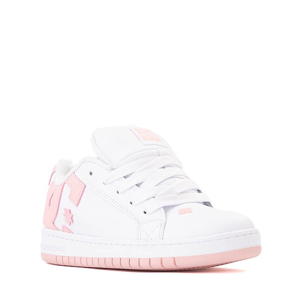 alternate view DC Court Graffik Skate Shoe - Little Kid / Big Kid - White / PinkALT5