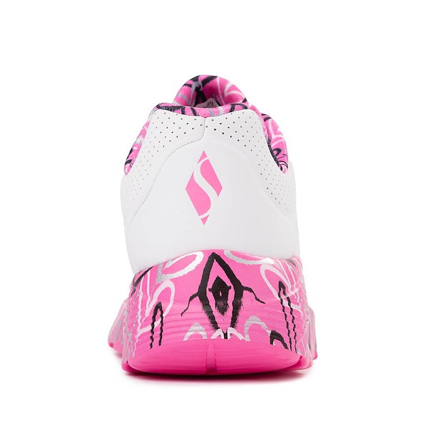 alternate view Skechers Street™ x JGoldcrown: Uno Lite: Lovely Luv Sneaker - Little Kid / Big Kid - White / Hot PinkALT4