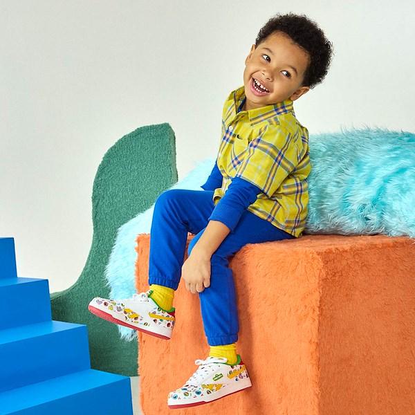 alternate view Reebok x Sesame Street Fun-All-Over Club C Revenge Athletic Shoe - Little Kid - White / MulticolorALT1B