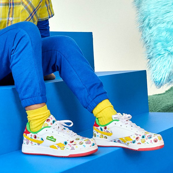 alternate view Reebok x Sesame Street Fun-All-Over Club C Revenge Athletic Shoe - Little Kid - White / MulticolorALT1C