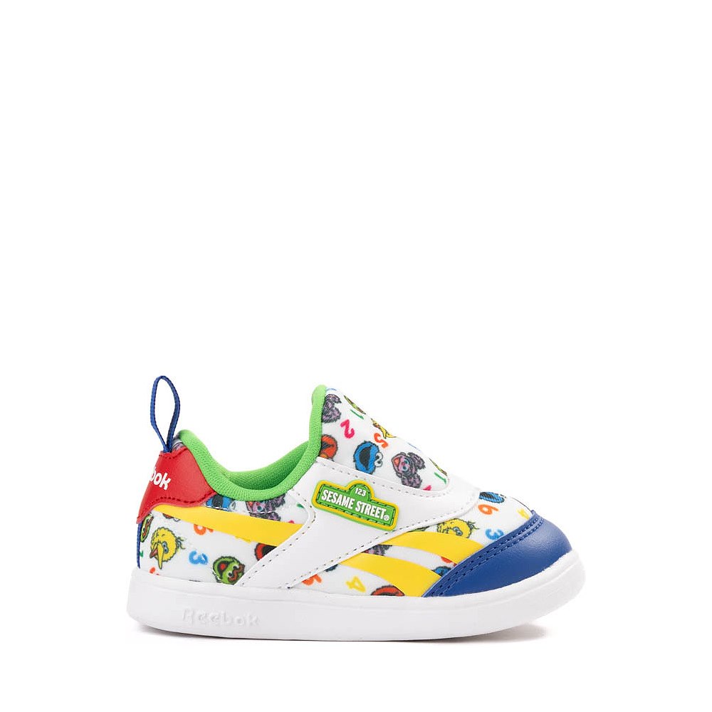 Reebok x Sesame Street Fun-All-Over Club C Revenge Slip-On Athletic Shoe - Baby / Toddler - White / Multicolor