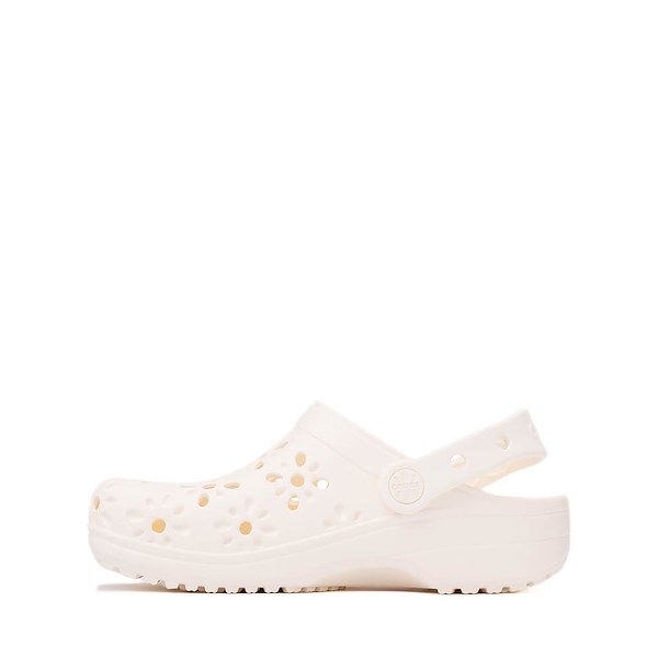 alternate view Crocs Classic Floral Cut-Out Clog - Little Kid / Big Kid - ChalkALT1