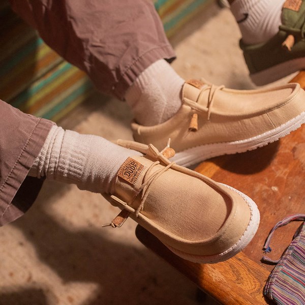 Mens HEYDUDE Wally Hemp Slip-On Casual Shoe - Tan