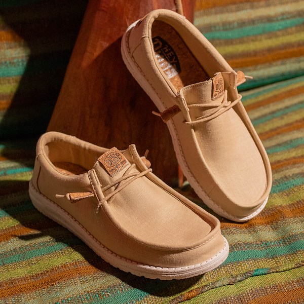 Mens HEYDUDE Wally Hemp Slip-On Casual Shoe - Tan