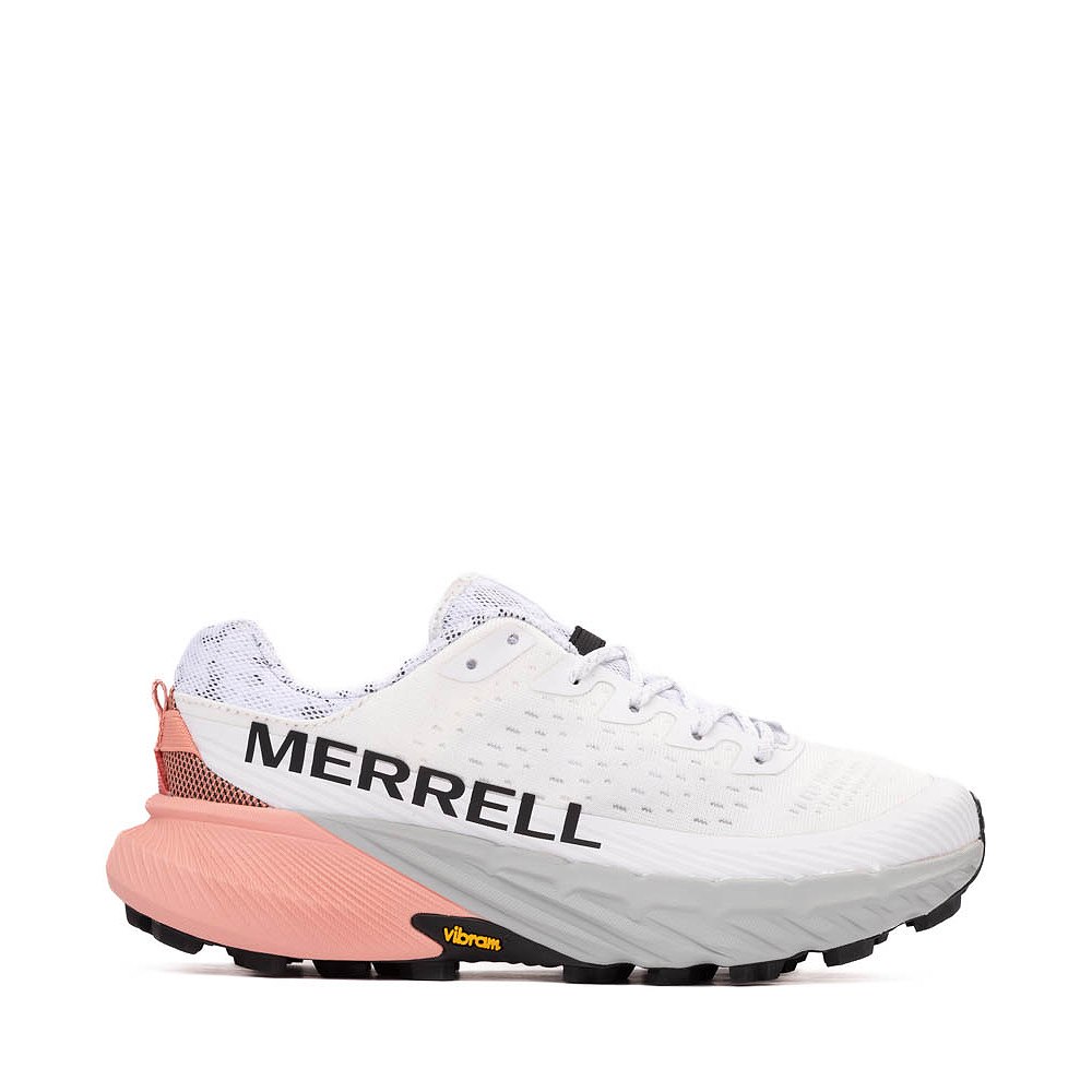 Womens Merrell Agility Peak 5 Running Shoe - White / Coral