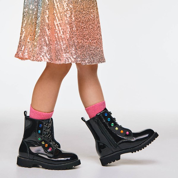 alternate view Kurt Geiger Mini Bax Boot - Little Kid / Big Kid - Black / MulticolorALT1C