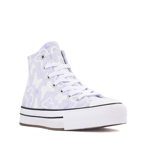 alternate view Converse Chuck Taylor All Star Lift High-Top Flocked Butterflies Sneaker - Big Kid - Blueberry IceALT5