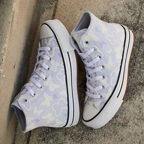 alternate view Converse Chuck Taylor All Star Lift High-Top Flocked Butterflies Sneaker - Big Kid - Blueberry IceHERO