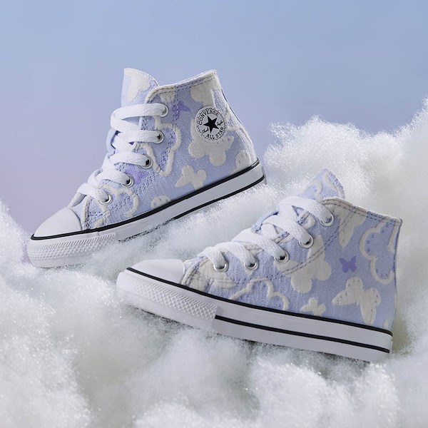 alternate view Converse Chuck Taylor All Star High-Top Flocked Butterflies Sneaker - Baby / Toddler - Blueberry IceHERO
