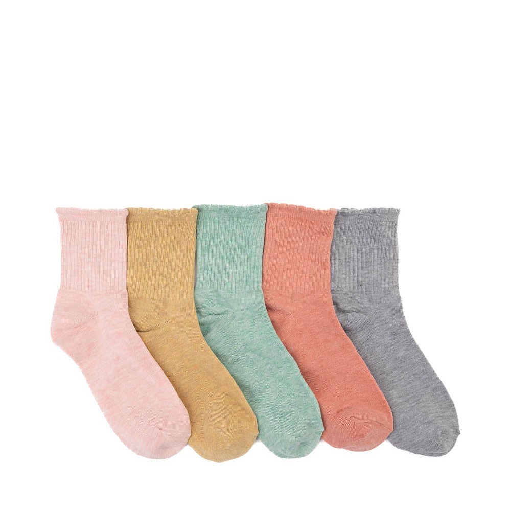 Womens Heather Scallop Quarter Socks 5 Pack - Multicolor