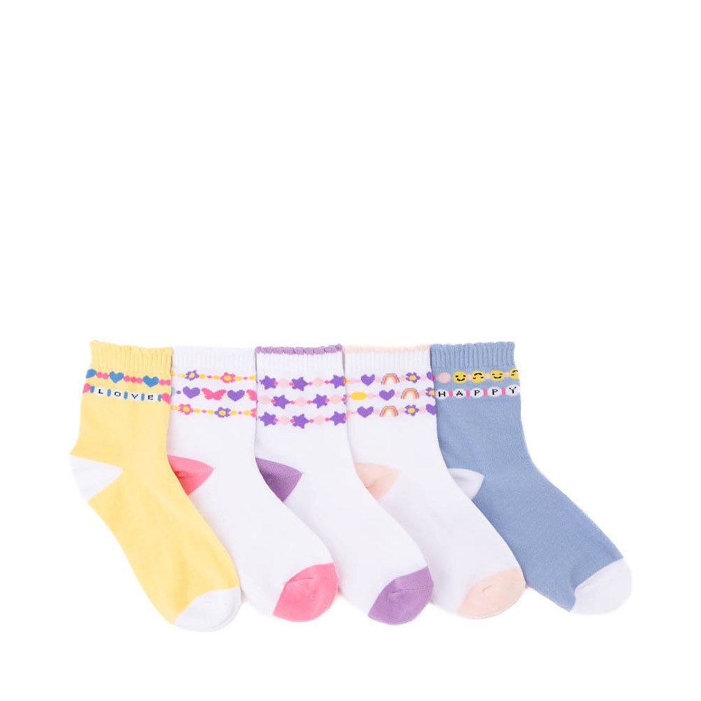 Friendship Bracelet Quarter Socks 5 Pack - Big Kid - Multicolor