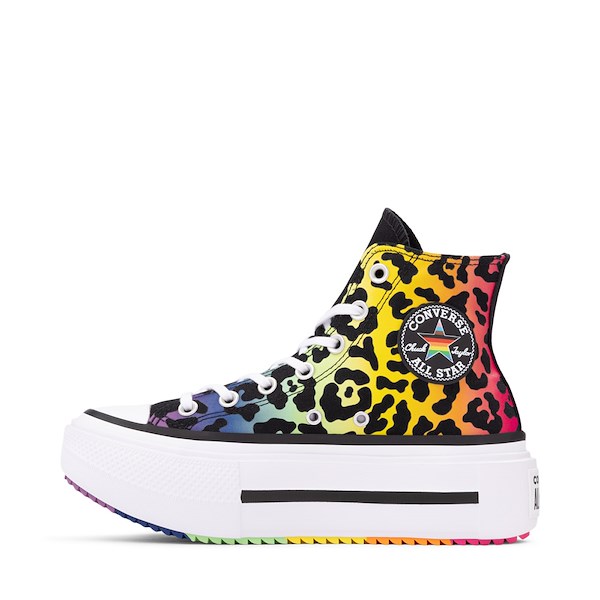 alternate view Converse Pride Chuck Taylor All Star Lift Double Stack High-Top Sneaker - Black / Rainbow LeopardALT1