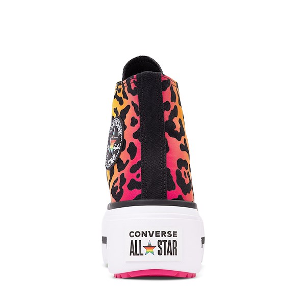 alternate view Converse Pride Chuck Taylor All Star Lift Double Stack High-Top Sneaker - Black / Rainbow LeopardALT4