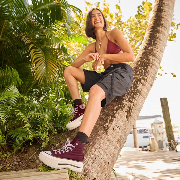 alternate view Converse Chuck Taylor All Star Lift Double Stack Charms High-Top Sneaker - Bordeaux / PinkALT1B