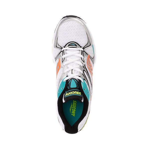 alternate view Saucony Ride Millennium Athletic Shoe - White / Mutant Green / OrangeALT2