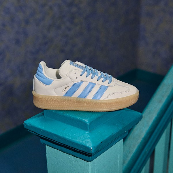 adidas Samba XLG Athletic Shoe - Big Kid - Wonder White / Ash Blue / Gum