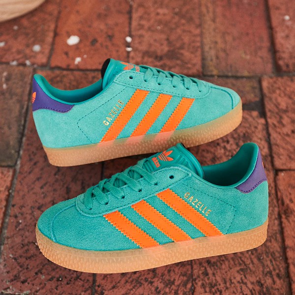 alternate view adidas Gazelle Athletic Shoe - Big Kid - Pure Teal / Impact OrangeHERO