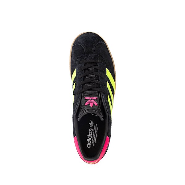 alternate view adidas Gazelle Athletic Shoe - Big Kid - Core Black / Signal Green / Shock PinkALT2