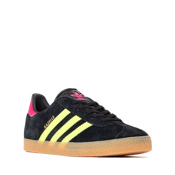 alternate view adidas Gazelle Athletic Shoe - Big Kid - Core Black / Signal Green / Shock PinkALT5