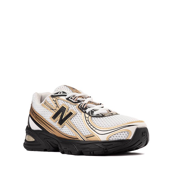 alternate view New Balance 740 Athletic Shoe - Big Kid - Sea Salt / Black / Gold MetallicALT5