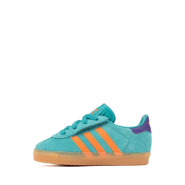 alternate view adidas Gazelle Comfort Closure Athletic Shoe - Baby / Toddler - Pure Teal / Impact OrangeALT1