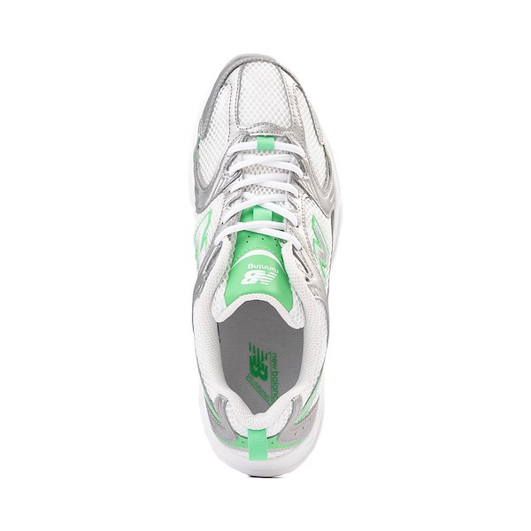 alternate view New Balance 530 Athletic Shoe - White / Silver Metallic / Green AppleALT2